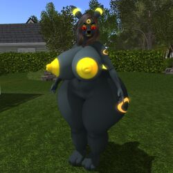 big_breasts breasts ferialexonar huge_breasts pokémon_(species) pokemon thick_thighs umbreon wide_hips