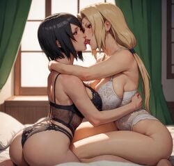 2girls ai_generated alex-schura arm_around_neck ass babydoll barefoot bedroom big_ass big_breasts black_eyes black_hair blonde_hair bra breasts brown_eyes cleavage clothed_sex feet feet_out_of_frame female female_only french_kiss g-string huge_ass huge_breasts indoors kissing kneeling leotard lingerie lipstick looking_at_another looking_at_partner makeup mature mature_female mature_woman milf multiple_girls nai_diffusion naruto naruto_(classic) naruto_(series) naruto_shippuden older_woman_and_younger_girl on_knees panties shizune shoulder_length_hair side_view sideboob stable_diffusion teacher_and_student thick_thighs thighs tongue_kiss torso_grab tsunade underwear underwear_only very_long_hair voluptuous voluptuous_female wide_hips yuri