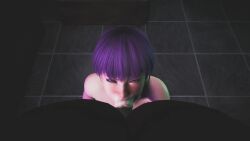 3d alluring animated ayane_(doa) big_breasts big_penis black_penis blowjob blowjob_face cum cum_in_mouth cum_on_face dark-skinned_male dead_or_alive interracial inviting pov pov_eye_contact purple_hair red_eyes sucking sucking_penis tagme video