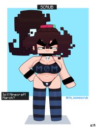 1girls big_breasts breasts brown_hair busty crop_top female female_only femscrub_(somescrub) huge_breasts large_breasts minecraft somescrub thick_thighs wide_hips