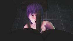 3d alluring animated ayane_(doa) big_breasts big_penis black_penis dead_or_alive interracial inviting penis_slap pov pov_eye_contact purple_hair red_eyes slap tagme tongue video