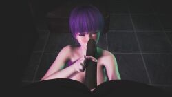 3d alluring animated ayane_(doa) big_breasts big_penis black_penis dark-skinned_male dead_or_alive foreskin interracial pov pov_eye_contact purple_hair red_eyes tagme video