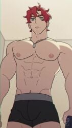 1boy abs animated big_areola big_breasts big_chest boxers_(clothing) coller_(syrop) ear_piercing happy_trail looking_at_viewer male_only muscular_male necklace nipples original original_character syrop tagme taking_clothes_off underwear underwear_only video viewed_from_below