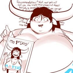 1girls 2021 animal_ears animal_horns bbw breasts cleavage cow_ears cow_girl cow_horns drooling english english_text fat female female_focus gigantic_breasts hi_res high_resolution highres horns huge_breasts kawaiidebu maggie_(kawaiidebu) morbidly_obese morbidly_obese_female obese obese_female overweight overweight_female photo short_hair simple_background solo solo_female solo_focus ssbbw talking_to_viewer text upper_body weight_gain white_background