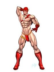 1boy abs bara biceps big_bulge blueboybara bulge caucasian caucasian_male dc huge_bulge male male_only masked muscles muscular muscular_male pecs solo solo_male superhero the_flash thick_thighs thong