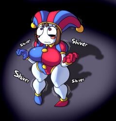 1girls big_thighs breasts clothed clothed_female female female_focus huge_breasts jester jester_cap jester_hat jester_outfit naufranzz pomni pomni_(the_amazing_digital_circus) shivering solo solo_female tagme the_amazing_digital_circus white_body