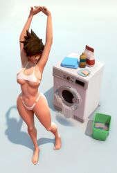 1girls 3d 3d_(artwork) absurd_res areola_slip armpits arms_up artist_name barely_clothed belly big_breasts blizzard_entertainment bottomwear bra breadblack breast_press breast_squish breasts brown_hair closed_eyes clothed clothing collarbone curvaceous curvy eyewear feet female female_only freckles full_body goggles hair hands_up hi_res highleg_panties highres interlocked_fingers large_breasts laundry lena_oxton light-skinned_female light_skin mostly_nude navel overwatch overwatch_2 panties revealing_clothes sandwich_(food) short_hair simple_background skimpy_clothes skindentation soap soap_bubbles solo solo_female sports_bra standing stretching thick_thighs thighs thong tight_clothing topwear towel tracer undersized_clothes washing_machine water watermark white_background white_clothing wide_hips