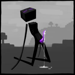 1boy black_skin cum enderman male male_only minecraft minecraft_mob newshelter orgasm purple_eyes solo solo_male unusual_penis