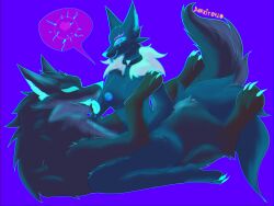 anthro big_breasts black_body black_fur breasts canid canine canis cerberus_(fortnite) darkito420 digital_media_(artwork) duo epic_games female feral fortnite fur hi_res impregnation mammal nipples nude pack_leader_highwire simple_background smile tail wolf