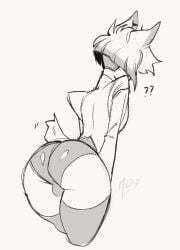 alastor_(hazbin_hotel) anthro ass backsack balls big_butt bulge clothing demon demon_humanoid genitals hazbin_hotel hi_res humanoid long_socks male mer0 mer0mer0_ solo solo_male tail thick_thighs underwear