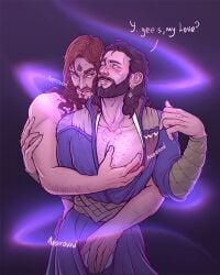 baldur's_gate_3 dnd dnd_character dungeons_and_dragons embarrassment forgotten_realms gale gale_dekarios gay hand_on_chest hand_on_nipple hand_on_penis hug hug_from_behind mage magic male_only nipple nipple_play nipple_slip petting robe romantic under_clothes wizzard zoike_115