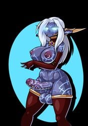 1futa balls big_breasts breasts bulge dickgirl elf frenum_ladder frenum_piercing futa_only futanari genital_piercing glowing glowing_eyes humanoid intersex limebreaker nightborne nipple_piercing nipples penis penis_piercing piercing smile solo world_of_warcraft