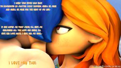 areolae big_ass big_breasts big_nipples hourglass_figure huge_ass huge_breasts kiss kissing meggy_spletzer nipples nude pazumaga smg4 tari_(smg4)