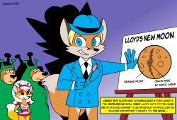 2026 accessory anthro balls bear biped black_eyes black_nose blue_clothing blue_eyes blue_gloves blue_handwear blue_hat blue_headwear blue_jacket blue_topwear bottomless bottomless_female bottomless_male bowler_hat breasts canid canine cheek_tuft clothed clothing countershade_face countershading dipstick_tail english_text facial_tuft female fluffy fluffy_tail fox fur genitals gloves group hair hand_on_hip hand_on_own_hip handwear hat headgear headwear hi_res humanoid_genitalia humanoid_vulva inside jacket jugend long_hair looking_at_another male mammal markings medium_breasts multicolored_body multicolored_fur necktie orange_body orange_fur shirt skinsuit standing supervillain tail tail_markings text text_box tight_clothing topwear tuft two_tone_body two_tone_fur tycloud vulva white_body white_clothing white_countershading white_fur white_gloves white_hair white_handwear white_markings white_shirt white_topwear yellow_body yellow_fur