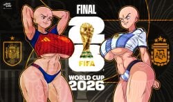 2020s 2026 2d 2girls alvarikokearte argentina_(countryhumans) bald bald_female big_breasts blue_eyes breasts clothing female female_only fifa national_personification personification png spain_(countryhumans) tagme world_cup