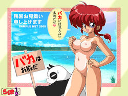 1girls blush breasts female genma_saotome kokera nude panda pussy ranma-chan ranma_1/2 ranma_saotome rule_63 small_breasts smile tan tanline translation_request uncensored