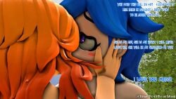 areolae big_ass big_breasts big_nipples hourglass_figure huge_ass huge_breasts kiss kissing meggy_spletzer nipples nude pazumaga smg4 tari_(smg4)