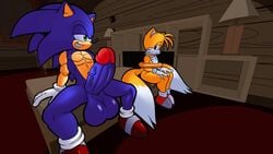 balls bed bedroom big_balls big_penis cuckold exposed_torso footwear fox handwear hedgehog hornybunny male male_only miles_tails_prower mostly_nude muscular penis_size_difference ring showing_off size_difference small_balls small_penis small_penis_humiliation sonic_(series) sonic_the_hedgehog superbunnygt