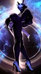 anthrofied balls blue_eyes breasts cutie_mark equine eyeshadow fanatic-heretic-101 genderswap genital_fluids low-angle_view penis space unicorn worm's-eye_view