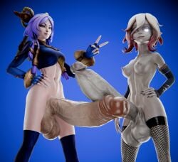 1futa 3d absurdly_large_cock big_balls big_cock big_penis blue_hair briar_(league_of_legends) exposed_breasts futanari league_of_legends manufatura naked pale_skin self_upload short_hair skinny tagme veins veiny_penis white_hair yunara_(league_of_legends)
