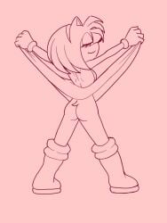 1girls amy_rose ass bottomless female flashing scene_reference sonic_(series) stage uc-four
