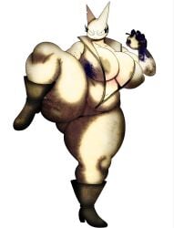 2026 angry angry_face apple ass_bigger_than_head blood_stain bodysuit boots breasts_bigger_than_head breasts_exposed breasts_out chubby_belly feline femtanyl fighting_stance forsaken_(roblox) grabbing_leg half-dressed half_naked holding_object huge_ass huge_breasts lifting_leg looking_at_viewer napstasoul nipples roblox self_upload slightly_chubby stance standing_on_one_leg tagme token_(femtanyl) white_fur