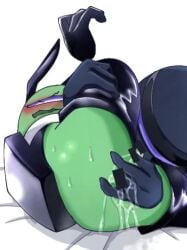 among_us among_us_black among_us_green bunnysuit fingering fingering_anus fingering_ass genital_fluids