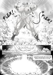 abs athletic athletic_female biceps big_boobs big_breasts big_thighs black_and_white breasts_bigger_than_head comic comic_page completely_naked completely_naked_female completely_nude completely_nude_female curvy curvy_body curvy_female curvy_figure flexing highres huge_boobs huge_breasts huge_thighs long_hair manga manga_style muscular muscular_arms muscular_female muscular_legs muscular_thighs pectoriah thick_thighs