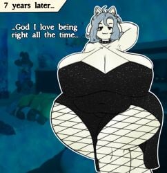 1girls 2d 2d_(artwork) :3 anthro armpits arms_behind_head ass_expansion background belly belly_button belly_outline big_ass big_belly big_breasts big_butt big_thighs black_clothing black_dress breast_expansion breasts butt cat_humanoid catgirl child_bearing_hips cleavage cleavage_dress cleavage_overflow collar cowlick dot_eyes dress dress_straps female fishnets fupa furry grey_hair growth hair hyper hyper_breasts loincloth_dress long_hair mtf_transformation nipple_bulge nipples nipples_outline nipples_visible_through_clothing outline overweight overweight_female pale_skin see-through_clothing see-through_dress sexy_pose shoulders solo sparkly_dress spiked_collar tem temmie temmie_(species) temmie_(undertale) thigh_expansion thighs tight_dress time_skip transformation transgender transition tummy undertale undertale_(series) weight_gain white_body white_ears white_fur