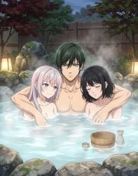 ai_art ai_generated alisa_mikhailovna_kujou big_breasts blue_lock boobs itoshi_rin naked onsen original_character