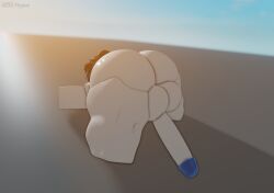 1boy 3d 3d_model ass_focus big_ass big_balls big_butt big_penis big_thighs blue_hair dahype femboy hi_res highres naked original_character penis roblox robloxian solo solo_focus thick_ass thick_thighs
