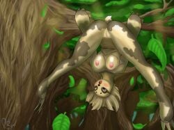 anthro blush falling female forest hi_res mammal open_mouth shaded sloth spread_legs spreading xenarthran