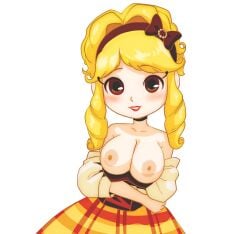 blonde_female blonde_hair brown_eyes coolerinker exposed_breasts inker_comics inkershike showing_breasts story_of_seasons story_of_seasons_grand_bazaar