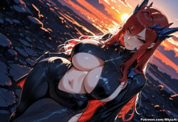 1girl ai_assisted ai_generated bangs black_bodysuit blush bodysuit breasts brown_eyes cape closed_mouth cosplay curvaceous curvy curvy_female curvy_figure erza_scarlet fairy_tail female hair_between_eyes hair_ornament huge_breasts long_hair looking_at_viewer miyuai navel red_hair smile solo thick thick_ass thick_butt thick_hips thick_legs thick_thighs thighs underboob voluptuous voluptuous_female wide_hips wide_thighs
