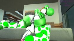 3d 3d_(artwork) anthro anus ass balls butt dinosaur green_yoshi homieyoshi male mario_(series) mario_bros nintendo penis super_mario_bros. yoshi