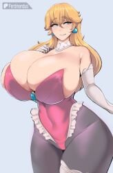 1girls breasts female female_focus female_only ferdinandus hair_over_one_eye hi_res large_breasts light-skinned_female light_skin mario_(series) princess_peach solo thick_thighs thighs wide_hips