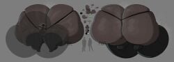 blinding_bangs bottom_heavy bottom_heavy_femboy dark-skinned_femboy dark_skin femboy flies_for_smell freckles_on_ass hair_over_eyes hentai_protagonist_hair hyper_ass hyper_balls male_only musk musky_ass penis_bigger_than_body solo stinky swamp_ass sweat sweaty_ass tongue vanessa_(penutbutteramen)