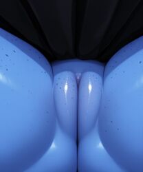 ai_generated ass ass_visible_through_thighs black_skirt blue_skin bottomless breedorbred clitoris close-up_pussy comfyui freckled_butt freckles freckles_on_pussy freckles_on_thighs hi_res low-angle_view no_panties pussy skirt thighs upskirt vulva worm's-eye_view