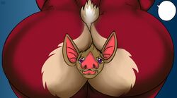 ambiguous_gender anthro ass bat big_ass bunny closeup fur furry furry_only gloomthebat huge_ass no_humans original_character presenting_hindquarters sad sweat sweaty