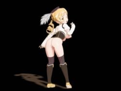 3d animated ass blonde_hair boots bottomless breasts breasts_out censored corset female female_only human legwear mahou_shoujo_madoka_magica nipples oppai seismic skirt solo stockings thighhighs tied_hair tomoe_mami twintails wink yellow_eyes