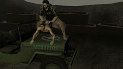 2boys \r\n3d animated big_boss bottomless doggy_style from_behind gay hands_on_hips male metal_gear metal_gear_solid military military_uniform older_man_and_younger_boy on_car on_car_hood partially_clothed_male_nude_male piers_nivans resident_evil resident_evil_6 sex source_filmmaker yaoi