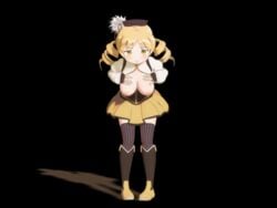 3d animated blonde_hair boots breastless_clothes breasts breasts_out censored corset female female_only human legwear mahou_shoujo_madoka_magica nipples no_panties oppai seismic skirt solo stockings thighhighs tied_hair tomoe_mami topless twintails yellow_eyes