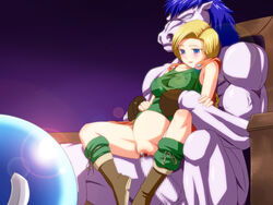 1boy 1girls bianca_whitaker blonde_hair blue_hair blush boots bottomless censored closed_eyes clothed_sex clothing dragon_quest dragon_quest_v female hair huge_cock inja_no_kuruwa interspecies jyami kon_the_knight large_breasts large_insertion long_hair male monster mosaic_censoring muscular muscular_male open_mouth penetration penis pregnant pussy sex size_difference smile spread_legs stomach_bulge vaginal_penetration