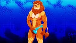 2012 abs anthro biped blue_clothing blue_speedo blue_swimwear bulge_grab clothed clothing digital_drawing_(artwork) digital_media_(artwork) eyebrows fabfelipe felid front_view fur fur_tuft lion looking_at_viewer male mammal mane multicolored_body multicolored_fur muscular muscular_anthro muscular_male navel nipples orange_body orange_eyes orange_fur pantherine portrait red_body red_eyebrows red_fur red_mane red_nipples red_nose red_tail_tuft solo speedo speedo_only standing swimwear tail tail_tuft three-quarter_portrait topless tuft yellow_body yellow_fur