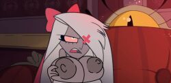 breasts hazbin_hotel huge_breasts nipples screenshot_edit useless_clothing vaggie_(hazbin_hotel)