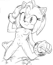 1girls amy_rose bracelet breasts feet female furry gloves kneeling pussy randomguy999 sega small_breasts smile sonic_(series) sonic_the_hedgehog_(series)