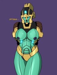 1girls big_breasts blue_eyes blue_lipstick blue_nipples breasts busty elita_one glowing_eyes green_skin nipples panties purple_background robot robot_girl robot_humanoid solo solo_female splooshotron thighs transformers yellow_panties