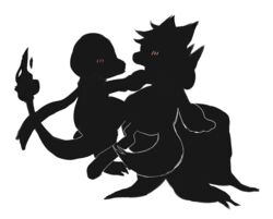 2012 charmander color fire fist_bump haychel nintendo pokémon_(species) pokemon pokemon_dppt pokemon_rgby red_eyes riolu silhouette tail tail_fire