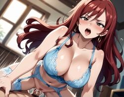 ahe_gao ai_generated breasts_focus close-up erza_scarlet fairy_tail large_breasts lingerie moaning orgasm payop pony_diffusion_xl pov vaginal_sex