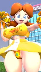 bluewyvern cheerleader cheerleader_outfit cute mario_(series) panties princess_daisy sexy twitter upskirt